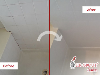 Image of a Shower Before and After Our Caulking Services in Rockwall, TX