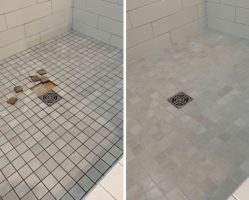 Shower Before and After Our Grout Cleaning in Dallas, TX