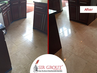 Before and After Picture of a Stone Polishing Service in Dallas