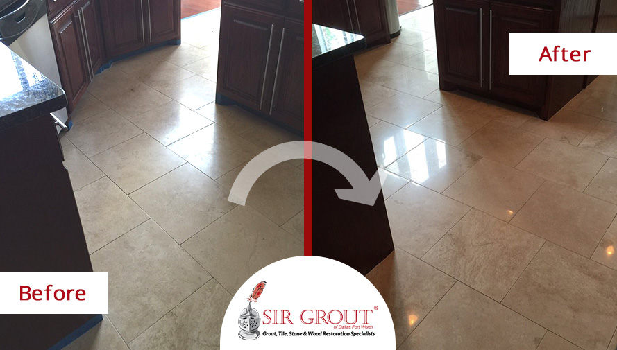 Before and After Picture of a Stone Polishing Service in Dallas