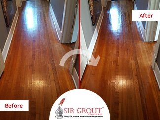 Before and After Picture of a No Sanding Wood Armor Refinishing in Dallas