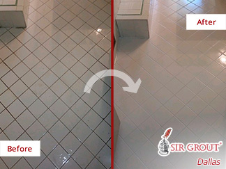 Before and After Picture of a Bathroom Tile and Grout Cleaning Job in Dallas, TX