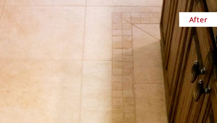 Image of a Floor After a Grout Recoloring in Dallas, TX