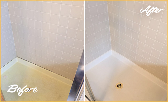 Before and After Picture of a Mesquite Shower Sealed to Remove and Protect Against Mold