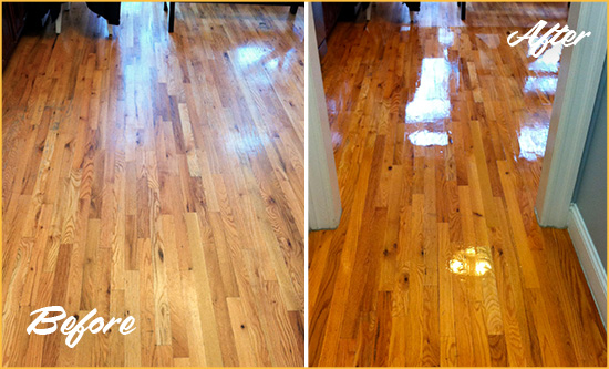 Before and After Picture of a DeSoto Wood Deep Cleaning Service on a Worn Out Hallway