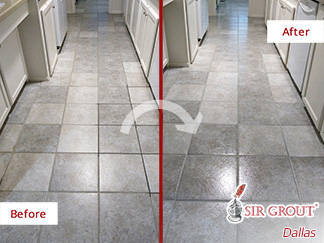 Image of a Floor Before and After a Tile Sealing in Plano, TX
