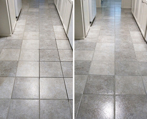 Image of a Floor Before and After a Tile Sealing in Plano, TX