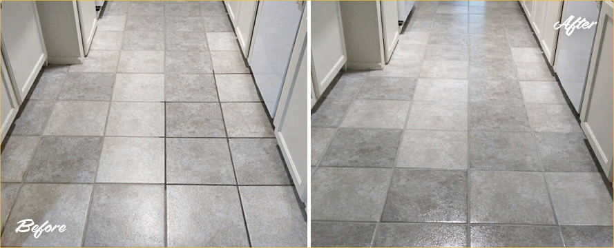 Floor Before and After a Superb Tile Sealing in Plano, TX