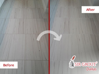 Before and After Grout Cleaning of Floor in Dallas 