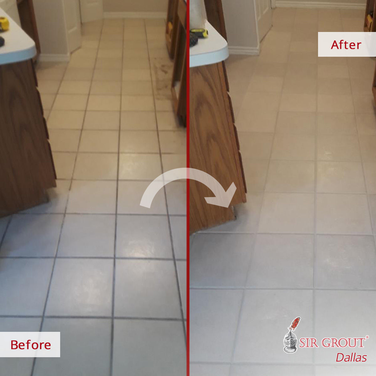 A Dingy Floor Boasts a Phenomenal New Look After a Professional Grout