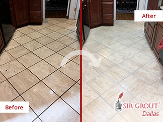 Before and After Our Kitchen Tile Cleaning in Dallas, TX