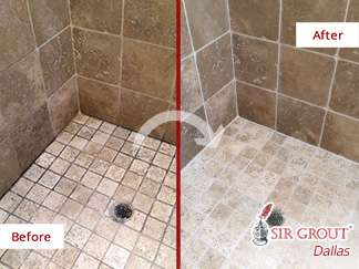 Before and After Our Shower Tile and Grout Cleaners in Dallas, TX