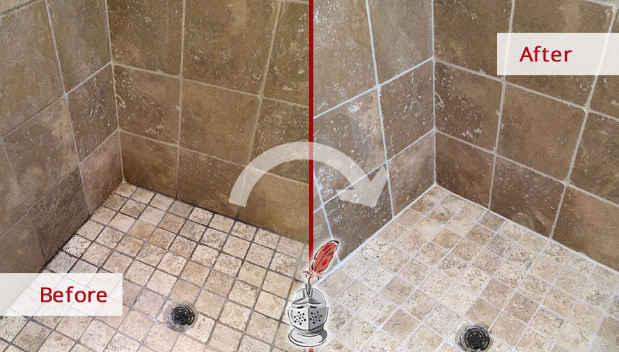 Before and After Our Shower Tile and Grout Cleaners in Dallas, TX