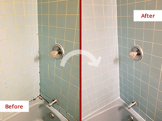 Before and After Shower Tile Cleaning in Dallas, TX