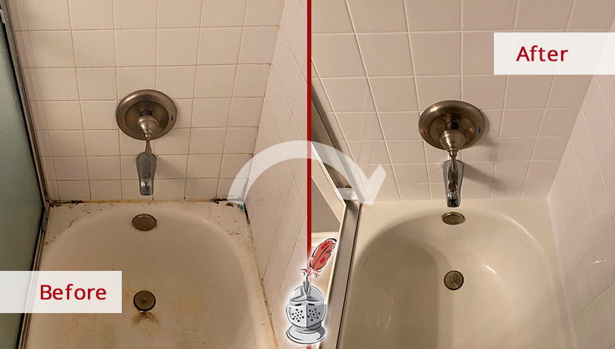 Tub Before and After Our Outstanding Caulking Services in Irving, TX