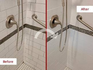 Shower Before and After a Grout Sealing in Dallas, TX