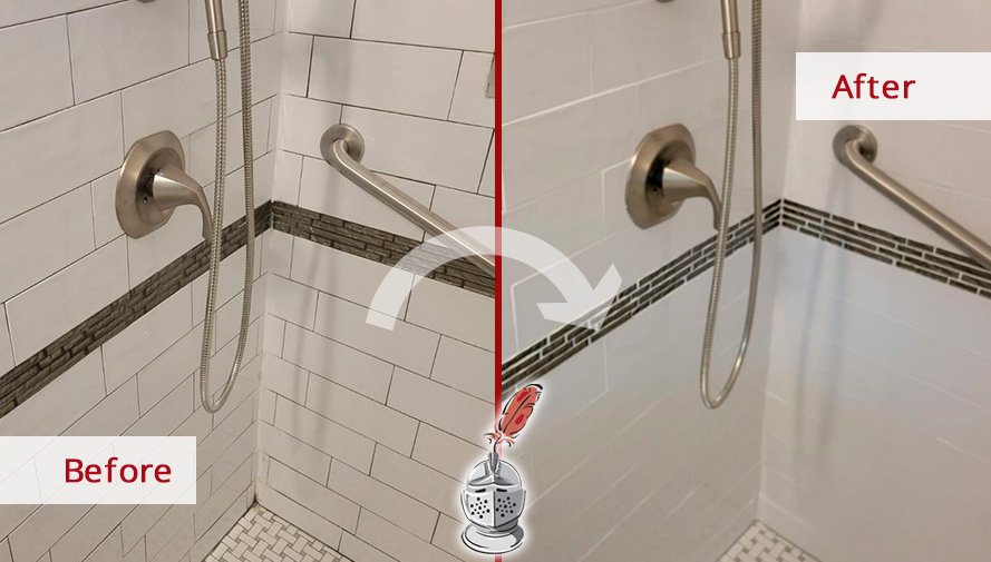 Shower Before and After a Remarkable Grout Sealing in Dallas, TX