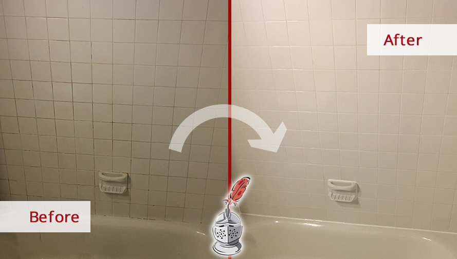 Shower Before and After a Remarkable Grout Cleaning in Dallas, TX