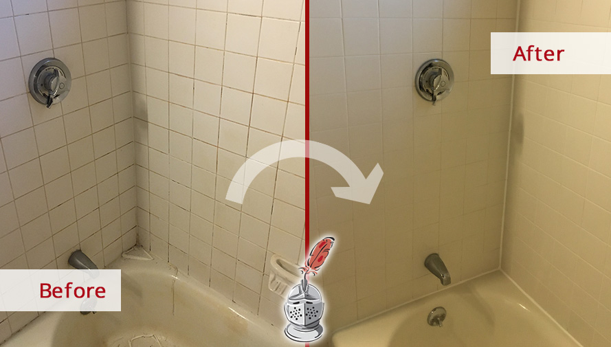 Shower Before and After an Outstanding Grout Cleaning in Dallas, TX