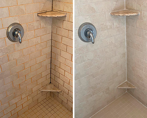 Shower Before and After a Grout Sealing in Keller, TX