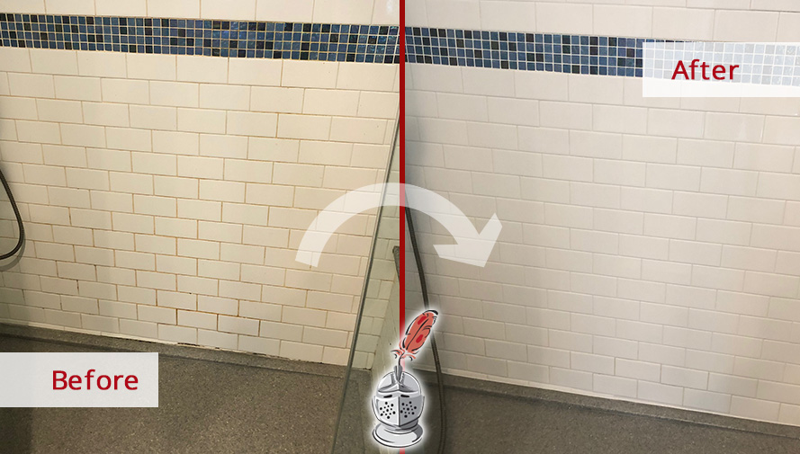 Shower Before and After a Superb Grout Cleaning in Fort Worth, TX