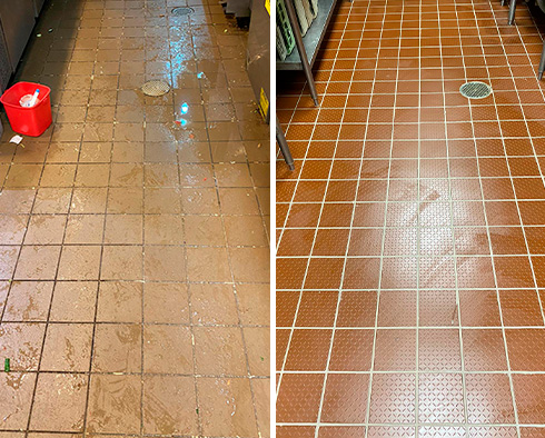 Floor Before and After a Tile Cleaning in Dallas, TX
