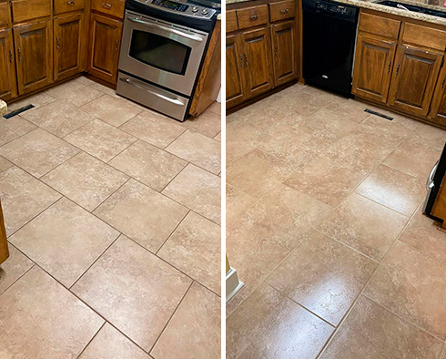Floor Before and After a Tile Cleaning in Dallas, TX