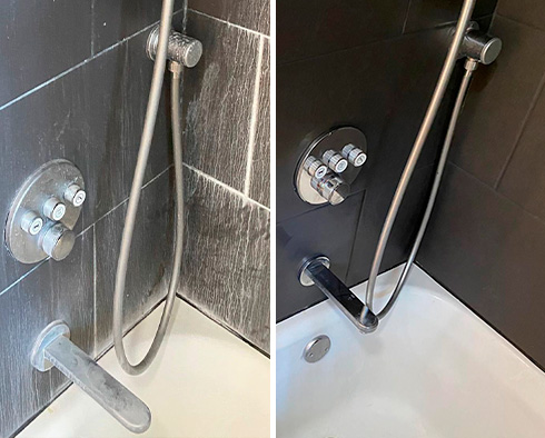 Shower Before and After a Tile Sealing in Dallas, TX