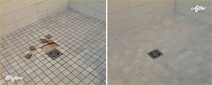 Shower Before and After Our Grout Cleaning in Dallas, TX