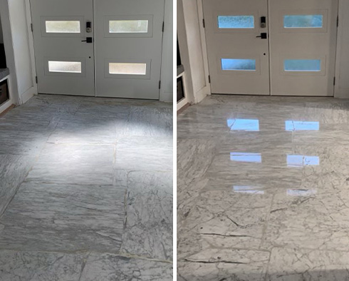 Floor Before and After a Stone Sealing in Fort Worth, TX