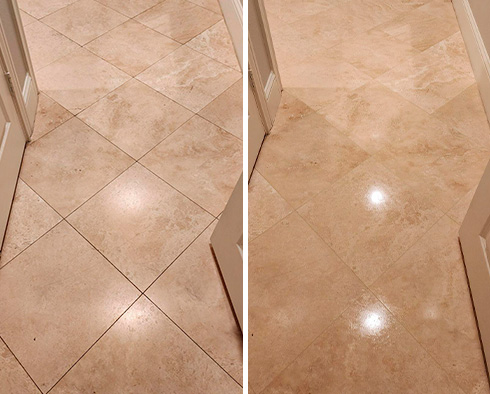 Floor Before and After a Tile Cleaning in Dallas, TX