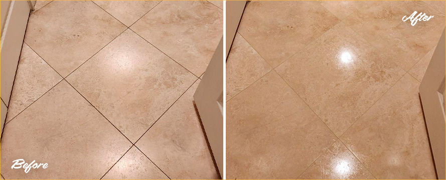 Floor Before and After a Superb Tile Cleaning in Dallas, TX