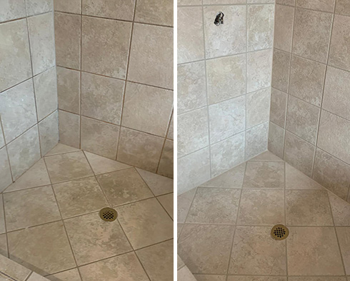 Shower Before and After a Grout Sealing in Dallas, TX
