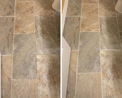 Floor Before and After a Grout Sealing in Dallas, TX