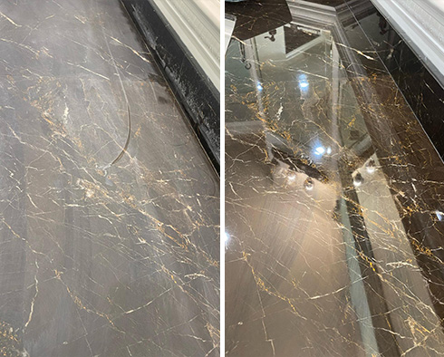 Countertop Before and After a Stone Polishing in Flower Mound, TX
