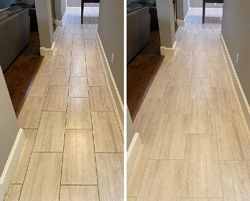 Floor Before and After a Grout Sealing in Dallas, TX