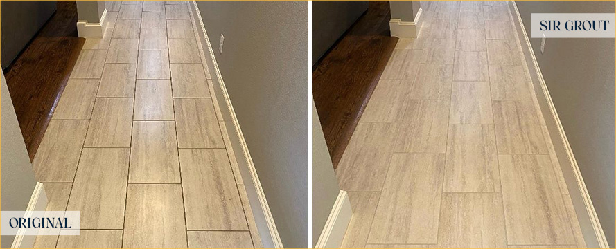 Floor Before and After a Superb Grout Sealing in Dallas, TX