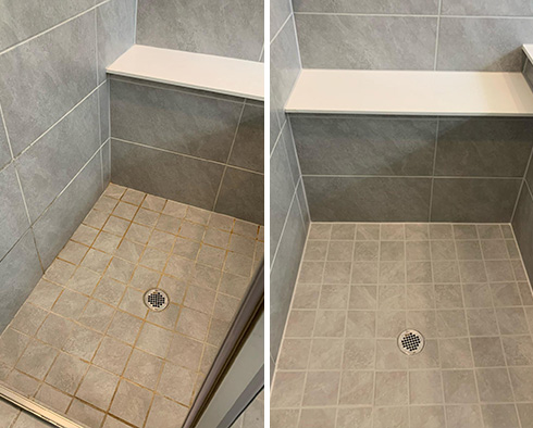 Shower Before and After a Grout Sealing in Dallas, TX