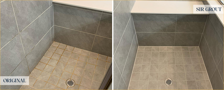 Shower Before and After a Superb Grout Sealing in Dallas, TX
