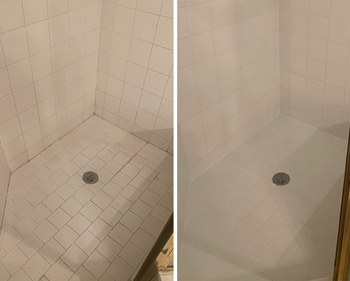 Shower Before and After a Grout Cleaning in Coppell, TX