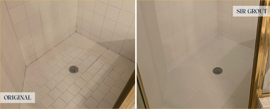 Shower Before and After a Flawless Grout Cleaning in Coppell, TX