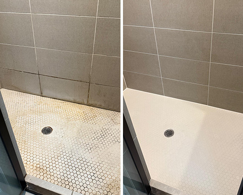 Shower Before and After a Tile Cleaning in Celina, TX
