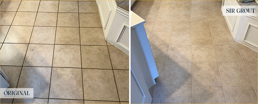 Floor Before and After a Flawless Grout Sealing in McKinney, TX