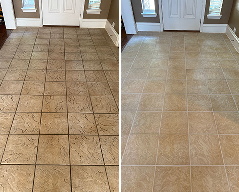 Floor Before and After a Grout Sealing in McKinney, TX