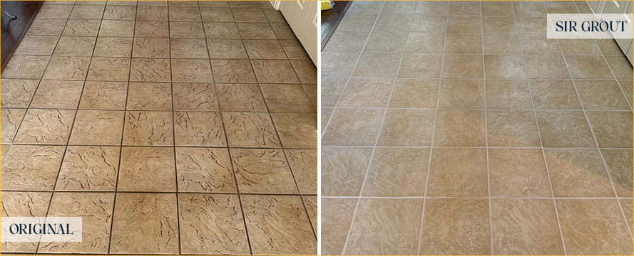 Floor Before and After a Superb Grout Sealing in McKinney, TX