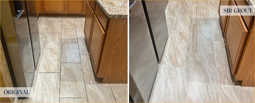 Floor Before and After an Outstanding Grout Cleaning in Fort Worth, TX