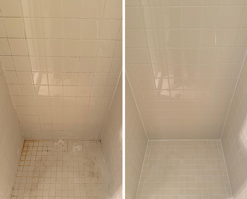Shower Before and After a Tile Cleaning in Glenn Heights, TX