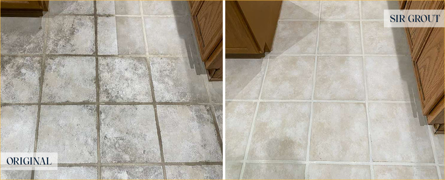 Floor Before and After a Superb Tile Cleaning in Cedar Hill, TX