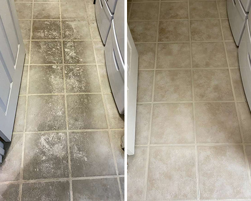 Floor Before and After a Tile Cleaning in Cedar Hill, TX