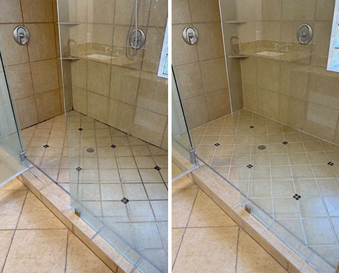 Shower Before and After a Grout Cleaning in McKinney, TX